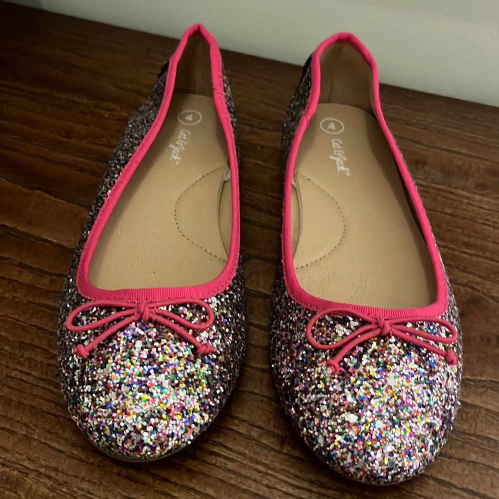 Preloved Cat & Jack Multi-colored Pink Glittered Ballet Flats for Girls size US4